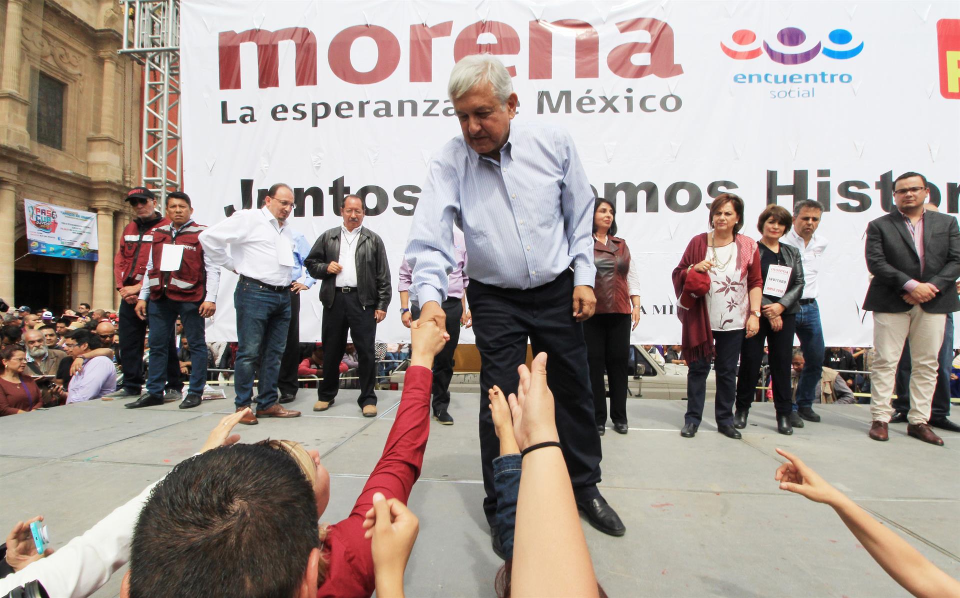 Imagen de archivo del presidente mexicano, Andrés Manuel López Obrador, durante un evento en la ciudad de León, Guanajuato (México). EFE/Mario Armas

