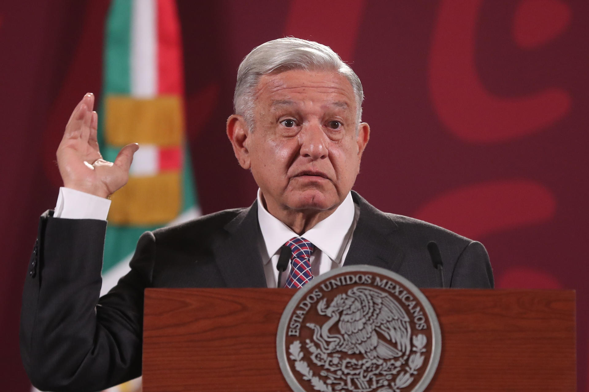 El presidente de México, Andrés Manuel López Obrador, durante su participación en la conferencia matutina, hoy en Palacio Nacional, en la Ciudad de México (México). EFE/Sáshenka Gutiérrez
