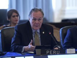 Imagen de archivo del representante permanente de Perú ante la Organización de los Estados Americanos (OEA), Harold Forsyth. EFE/Lenin Nolly
