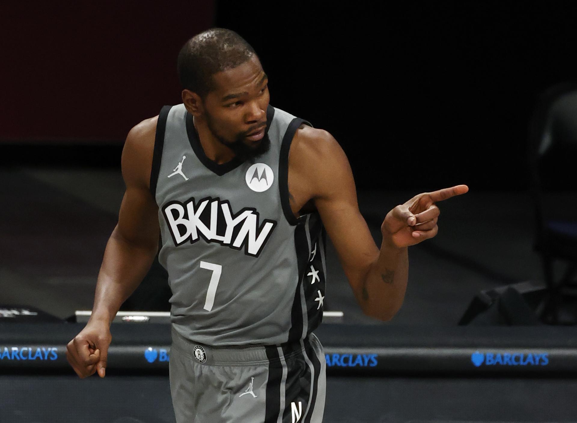 Kevin Durant de los Brooklyn Nets, en una fotografía de archivo. EFE/Jason Szenes
