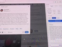 Fotografía de archivo que muestra una proyección en pantalla de una publicación en redes sociales generada por inteligencia artificial en Redmond, Washington (EE. UU). EFE/Sarah Yañéz-Richards
