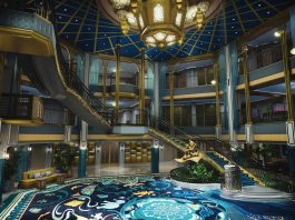 Disney suma el Disney Treasure a su flota de cruceros Fotografía cedida por Disney donde se muestra el Gran Salón del Disney Treasure, el barco más nuevo de Disney Cruise Line que tendrá capacidad para 4.000 pasajeros y contendrá atracciones basadas en las películas de Pixar, Star Wars y los superhéroes de Marvel, según dio a conocer la firma en un comunicado. EFE/Disney/SOLO USO EDITORIAL /NO VENTAS /SOLO DISPONIBLE PARA ILUSTRAR LA NOTICIA QUE ACOMPAÑA /CRÉDITO OBLIGATORIO