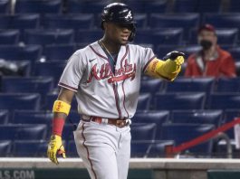 El jugador de los Atlanta Braves Ronald Acuna Jr. , en una fotografía de archivo. EFE/EPA/Michael Reynolds
