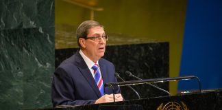 Cuba logra un año más respaldo a suspensión del embargo, pero crecen los países en contra Fotografía cedida por la Organización de Naciones Unidas (ONU) del canciller cubano, Bruno Rodríguez Parrilla, hablando durante la 22ª sesión plenaria de la Asamblea General este miércoles, en Nueva York (EE.UU). EFE/ Loey Felipe /ONU/ SOLO USO EDITORIAL/NO VENTAS/SOLO DISPONIBLE PARA ILUSTRAR LA NOTICIA QUE ACOMPAÑA (CRÉDITO OBLIGATORIO)