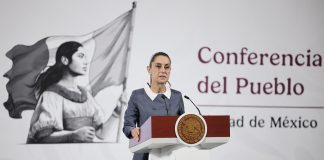 México mantiene “confianza” en plan económico tras alza de previsión de crecimiento de FMI La presidenta de México, Claudia Sheinbaum, participa durante su conferencia de prensa matutina este miércoles en Palacio Nacional de la Ciudad de México (México). EFE/José Méndez