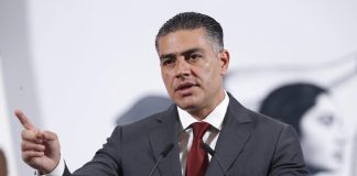 México niega indicios de financiamiento del crimen organizado en Miss Universo Fotografía de archivo del titular de la Secretaría de Seguridad y Protección Ciudadana (SSPC) Omar García Harfuch, hablando durante una rueda de prensa en el Palacio Nacional de la Ciudad de México (México). EFE/ Mario Guzmán