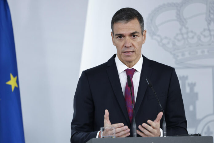 FOTO ARCHIVO. El presidente del Gobierno español, Pedro Sánchez, durante una rueda de prensa en Madrid el pasado 12 de mayo de 2026. EFE/ Chema Moya
