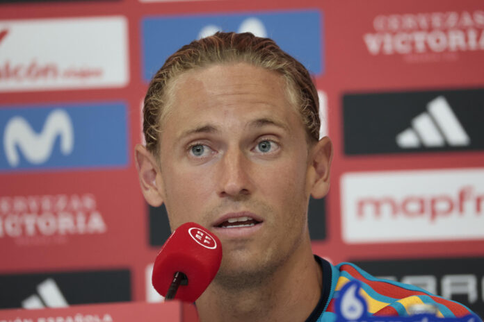 El jugador de la selección española Marcos Llorente durante la rueda de prensa tras el entrenamiento del equipo en Chattanooga, Tenesse (Estados Unidos). EFE/ Lavandeira Jr
