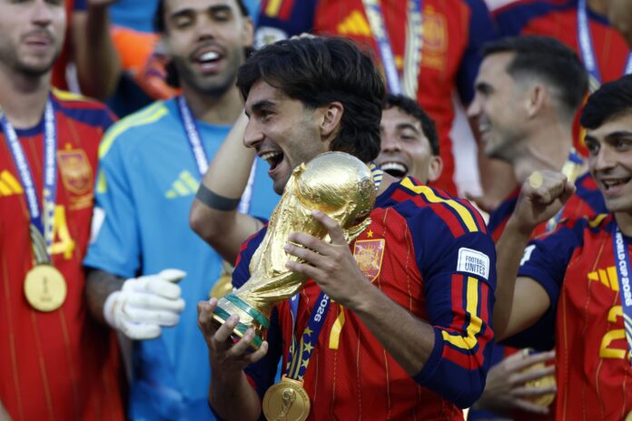 Ferran Torres le dio el título a España con su gol en la final ante Argentina en el Mundial 2026. EFE/EPA/WILL OLIVER
