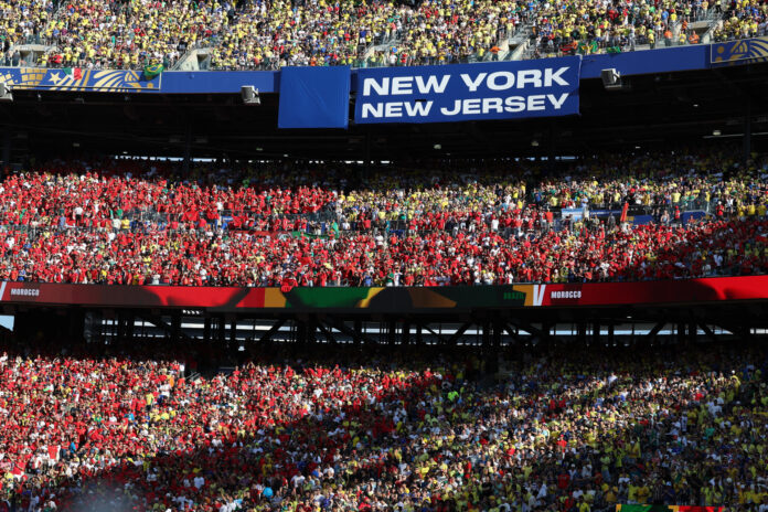 Fotografía del pasado 13 de junio, en la que puede verse a aficionados de Marruecos durante un partido del grupo C del Mundial de la FIFA 2026 contra Brasil. EFE/ Sebastiao Moreira
