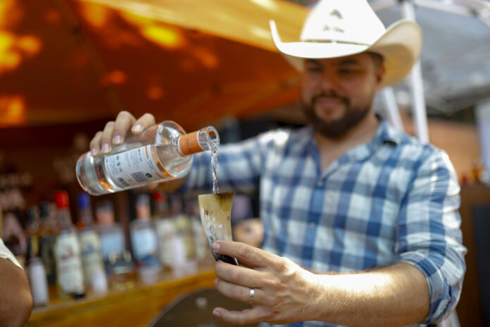Una persona participa en el Día Nacional del Tequila este viernes, en Guadalajara, Jalisco (México). EFE/ Francisco Guasco
